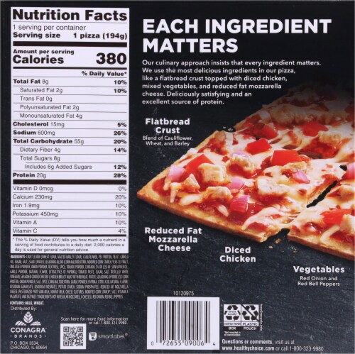 Healthy Choice® Barbecue-Seasoned Chicken Cauliflower Crust Flatbread Pizza Perspective: back
