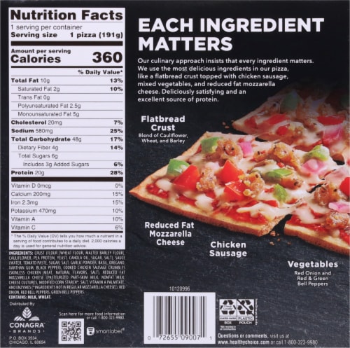 Healthy Choice® Chicken Sausage Supreme Cauliflower Crust Flatbread Pizza Perspective: back