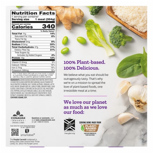 Purple Carrot Plant-Based Loaded Vegetable Fried Rice Frozen Meal Perspective: back