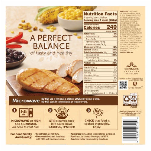 Healthy Choice Cafe Steamers Mexican-Style Street Corn Frozen Meal Perspective: back