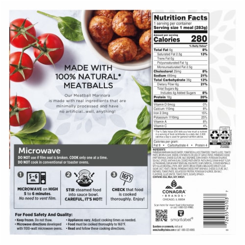 Healthy Choice Simply Steamers Meatball Marinara Frozen Meal Perspective: back