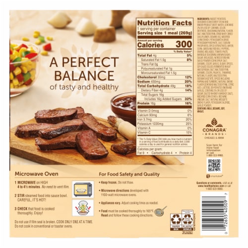 Healthy Choice Cafe Steamers Barbecue Seasoned Steak with Potatoes Frozen Meal Perspective: back