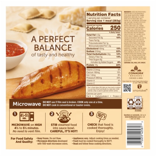 Healthy Choice Cafe Steamers Four Cheese Ravioli & Chicken Marinara Frozen Meal Perspective: back
