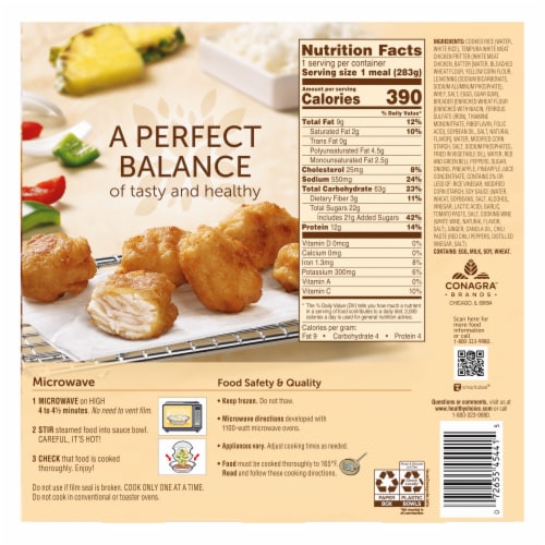 Healthy Choice Cafe Steamers Sweet & Sour Chicken Frozen Meal Perspective: back