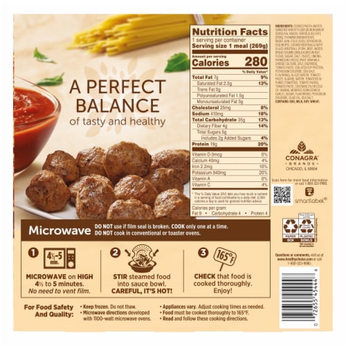 Healthy Choice Cafe Steamers Spaghetti & Meatballs Frozen Meal Perspective: back