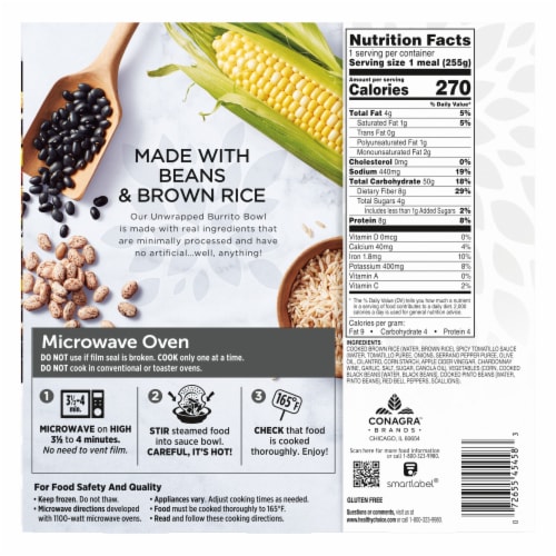 Healthy Choice Simply Steamers Unwrapped Burrito Bowl Frozen Meal Perspective: back