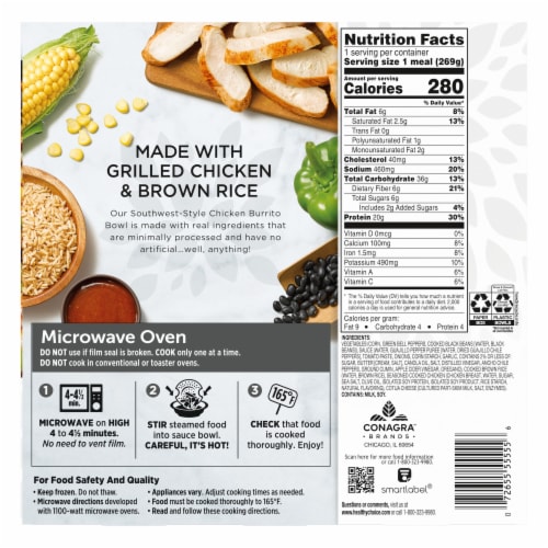 Healthy Choice Simply Steamers Southwest-Style Chicken Burrito Bowl Frozen Meal Perspective: back