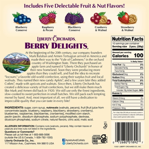 Liberty Orchards® Berry Delights® Holiday Candy Perspective: back