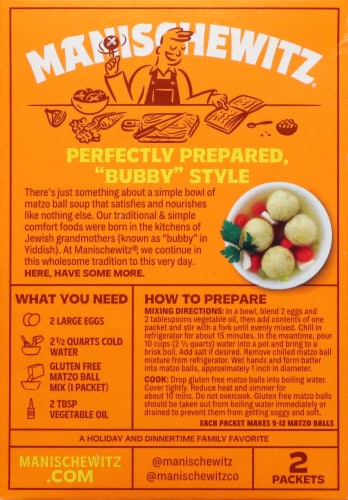 Manischewitz® Gluten Free Matzo Ball Mix Packets Perspective: back