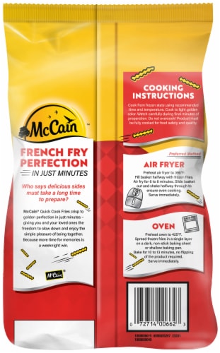 McCain Quick Cook Crinkle Fries, Frozen Potatoes Perspective: back