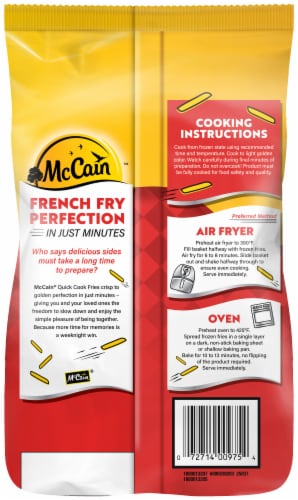 McCain Quick Cook Straight Cut French Fries, Frozen Potatoes Perspective: back