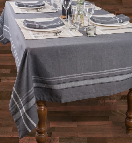 DII Gray French Chambray Tablecloth Perspective: back