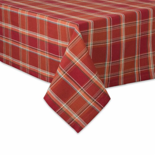 DII Autumn Spice Plaid Tablecloth Perspective: back