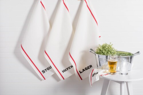 DII Assorted Beer Pub Print Dishtowel (Set of 4) Perspective: back