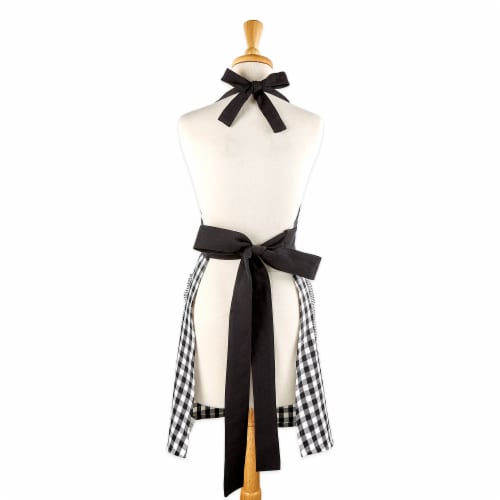 Design Imports Z02374 Black & White Gingham Apron Perspective: back