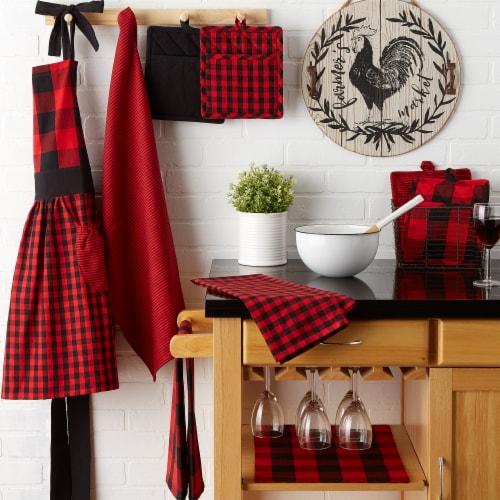 Design Imports Z02428 Assorted Red & Black Dishtowel - Set of 3 Perspective: back