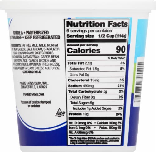 Prairie Farms® Low Fat 2% Milkfat Cottage Cheese Perspective: back