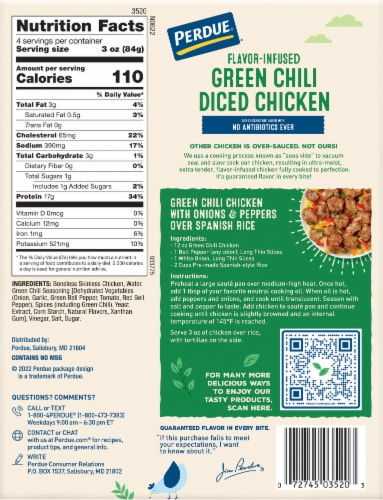 PERDUE® Flavor-Infused Green Chili Diced Chicken Chunks Perspective: back