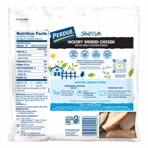 Perdue Short Cuts Refrigerated Fully Cooked Hickory Smoked Chicken Breast Strips Perspective: back