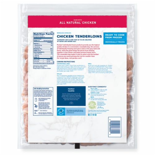 Perdue Frozen Raw Individually Wrapped Boneless Skinless Chicken Breast Tenderloin Perspective: back