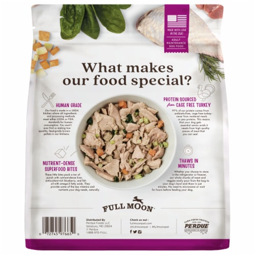 Full Moon® Freshly Crafted Homestead Turkey Recipe Dog Food Perspective: back