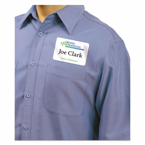 Avery flexible adhesive name badge labels 3 38 x 2 33 white 160