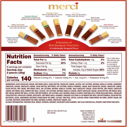 Merci Finest Assortment of European Chocolates Gift Box Perspective: back