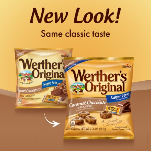 Werthers Original Hard Sugar Free Caramel Chocolate Candy Perspective: back