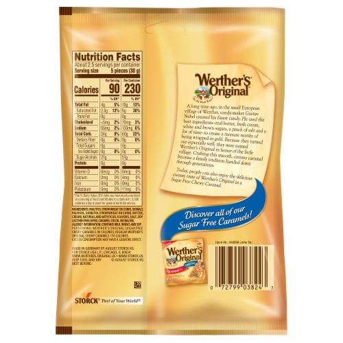 Werther's Original Sugar Free Chewy Caramel Candies Perspective: back