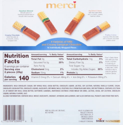 Merci Finest European Milk Chocolates Perspective: back