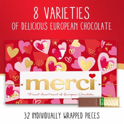 Merci Finest Valentine's Day Assorted Chocolate Candy Gift Box Perspective: back