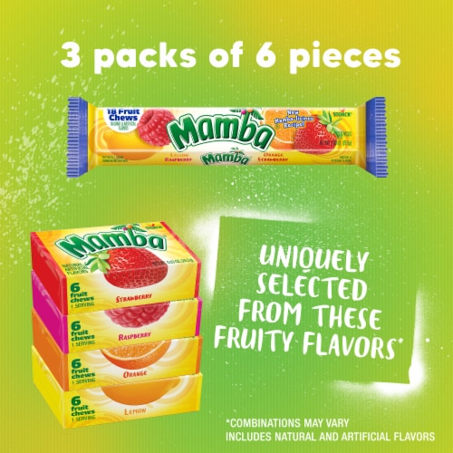 Mamba® Fruit Chews Chewy Candy Stick Pack Perspective: back