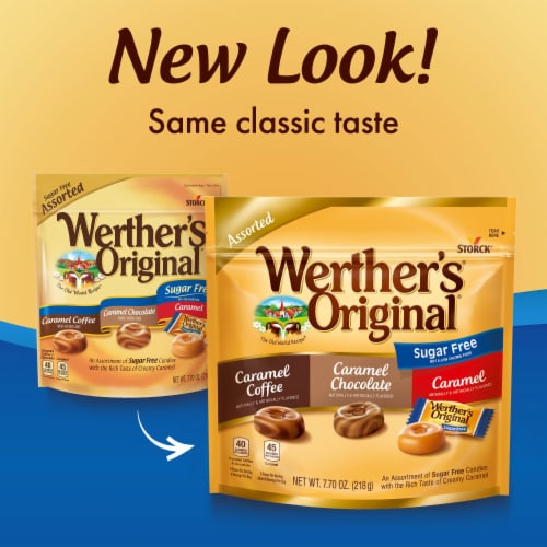 Werther's Original Hard Sugar Free Assorted Flavors, Caramel Candy Perspective: back