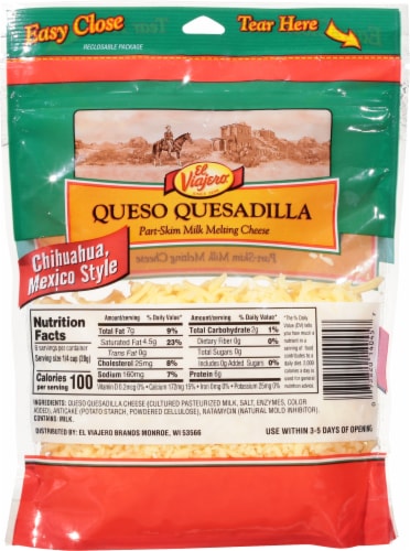 El Viajero® Queso Quesadilla Shredded Cheese Perspective: back