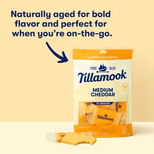 Tillamook Medium Cheddar Cheese Snack Portions Perspective: back