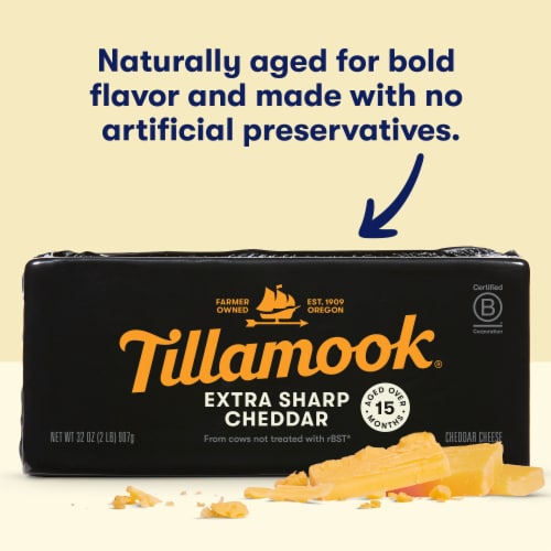 Tillamook Extra Sharp Cheddar Cheese Block Perspective: back
