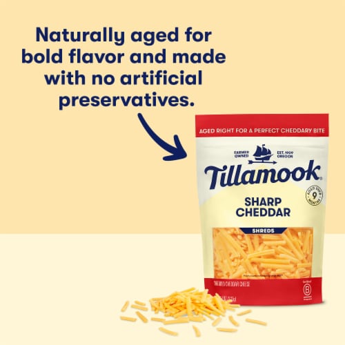 Tillamook Farmstyle Fine Cut Sharp Cheddar Shredded Cheese Perspective: back