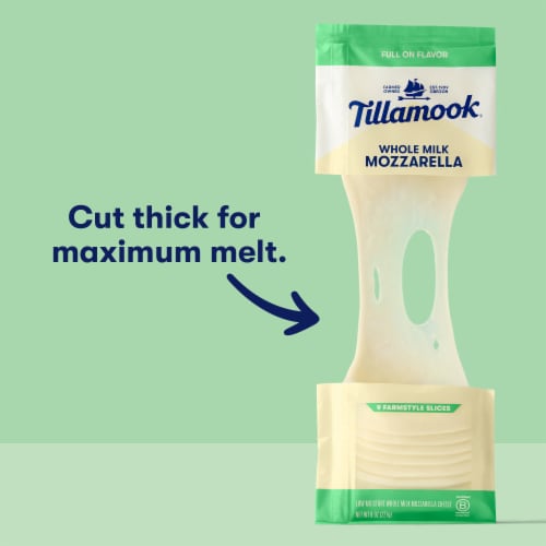 Tillamook® Whole Milk Mozzarella Sliced Cheese Farmstyle Perspective: back