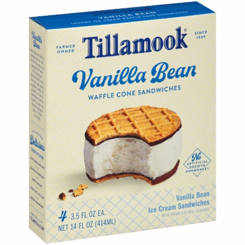 Tillamook® Vanilla Bean Waffle Cone Ice Cream Sandwiches Perspective: back