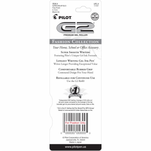 Pilot G2 0.7mm Fine Point Gel Pen - Black Perspective: back