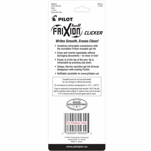 Pilot FriXion Synergy Clicker Erasable Gel Pens, Extra Fine Point, Black  Ink, 3 Count