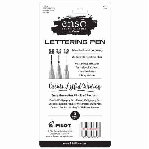 Enso Lettering Pen 3 - pk Chisel Tip - Black Perspective: back