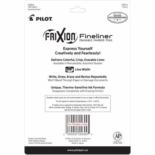 Pilot Frixion Fineliner Erasable Marker Pens Perspective: back