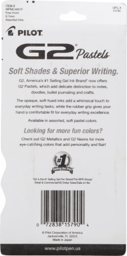 Pilot G2 Fine Point Soft Pastel Ink Pens Perspective: back