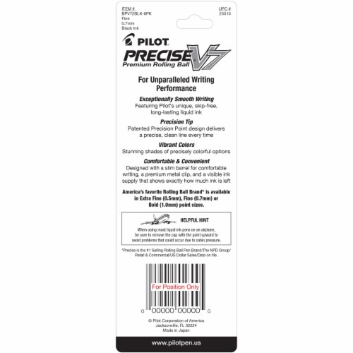 Pilot® Precise V7 Pens - Black Perspective: back