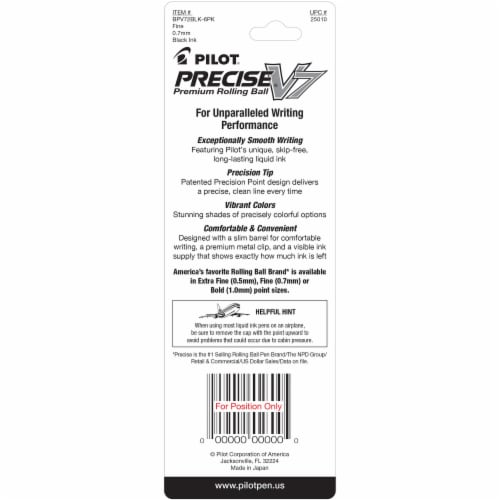 Pilot® Precise V7 Pens - Black Perspective: back