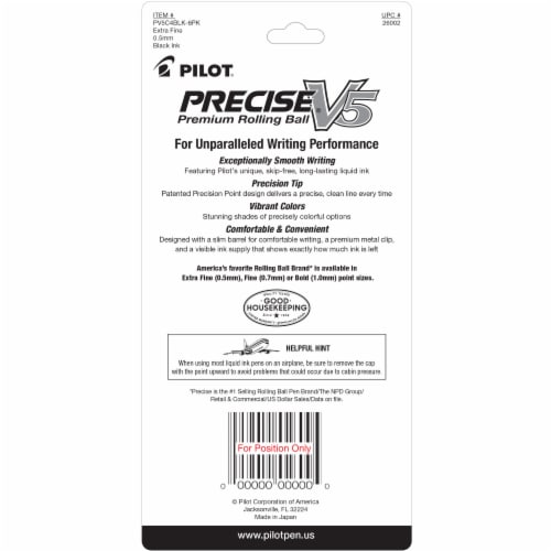 Pilot Precise V5 Premium Extra Fine Rolling Ball Pens - Black Perspective: back