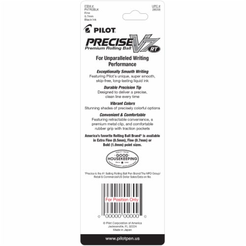 Pilot Precise V7 RT Premium Rolling Ball Fine Point Pens - Black Perspective: back