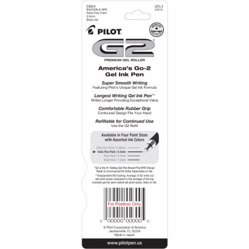 Pilot® G2® Extra-Fine Comfort Grip Gel Roller Pens - Black Perspective: back