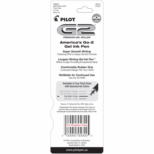 Pilot® G2® Comfort Grip Premium Fine Point Gel Roller Pens - Blue Perspective: back